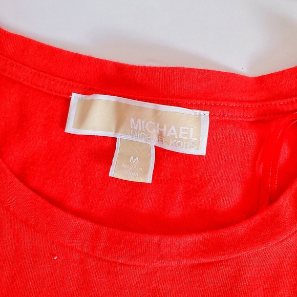 MICHAEL MICHAEL KORS Red Ruffle Sleeve Tee M - Picture 2 of 8